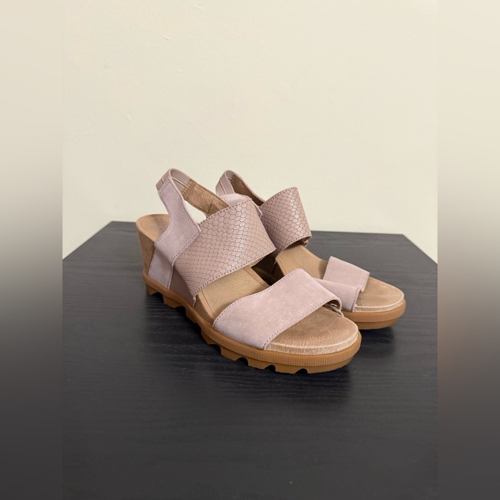 Sorel Joanie Pink Slingback Wedge Leather Sandal Women's Size 9.5